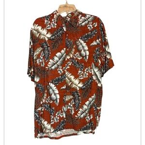 Tropical Print Button-Up Shirt Campia size large easy care